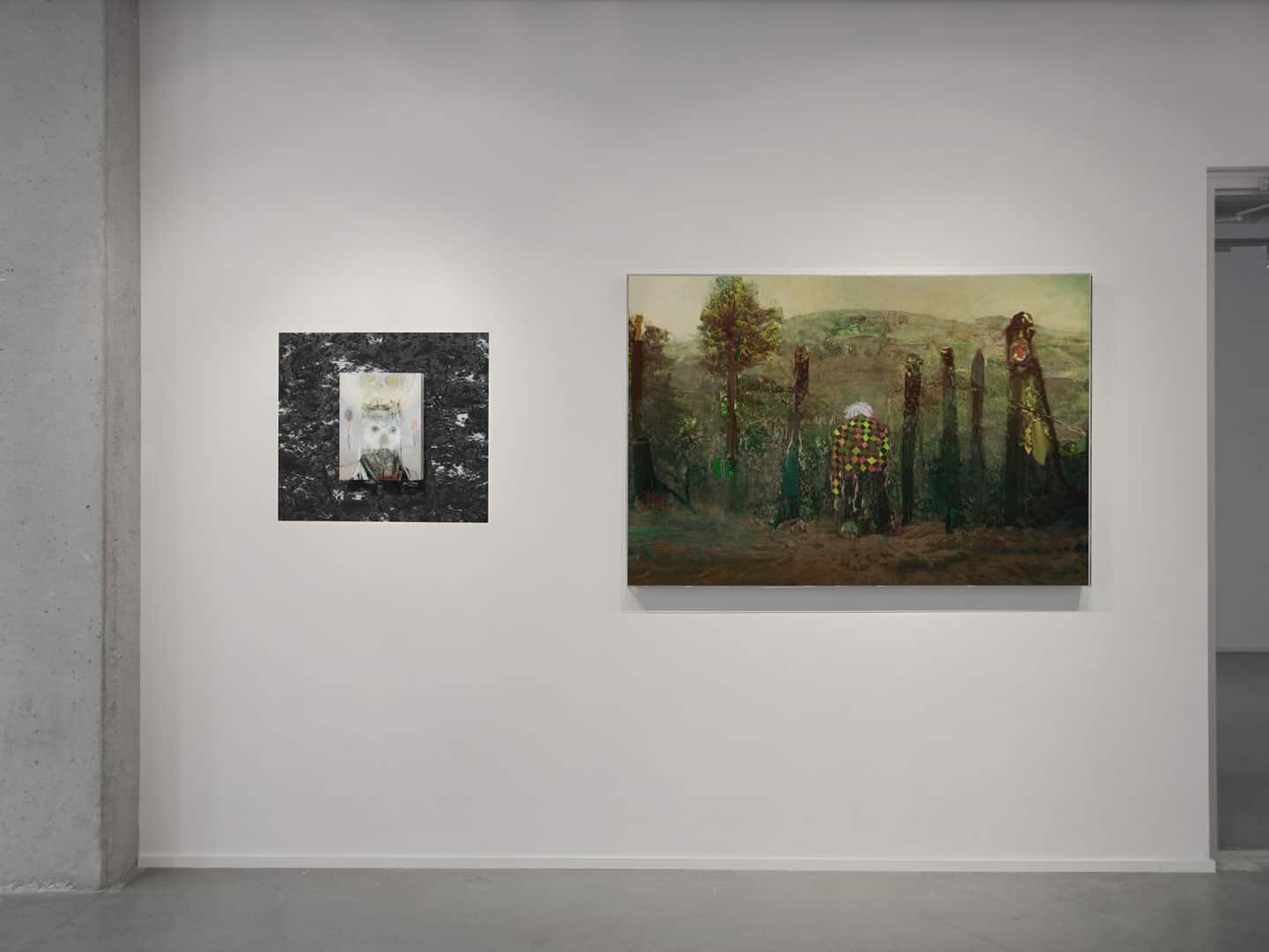 Alex Fischer, LEFT: Paradise, 2011. RIGHT: Beyond The Fall, 2011. Install photo Beyond The Fall, Galerie BAC